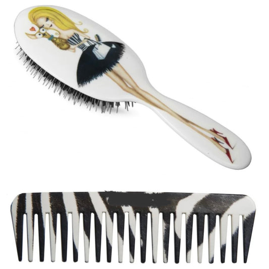 Hairbrush and Comb Set: "Miss Daisy Evening"