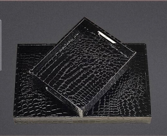 Black Moc-Croc Tray