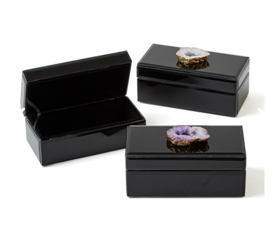 Geode Stone Topped Glass Box