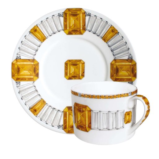 Gemstone Cup and Saucer Collections, Set of 2, 3 Patterns