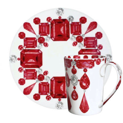 Gemstone Cup and Saucer Collections, Set of 2, 3 Patterns