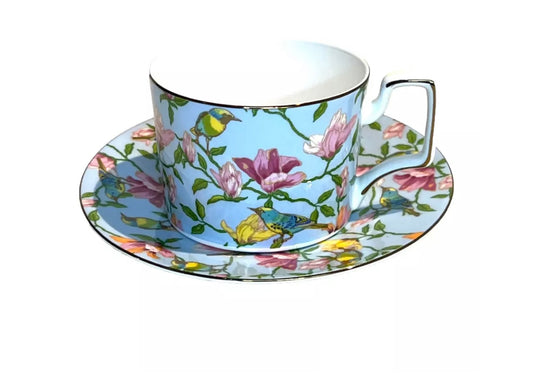 Floral Cup and Saucer Set of Two